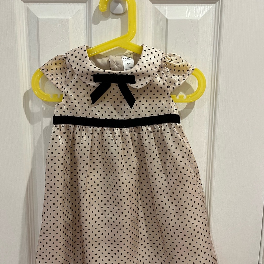 Carter's Cream and Tan Puff Sleeve Sundress